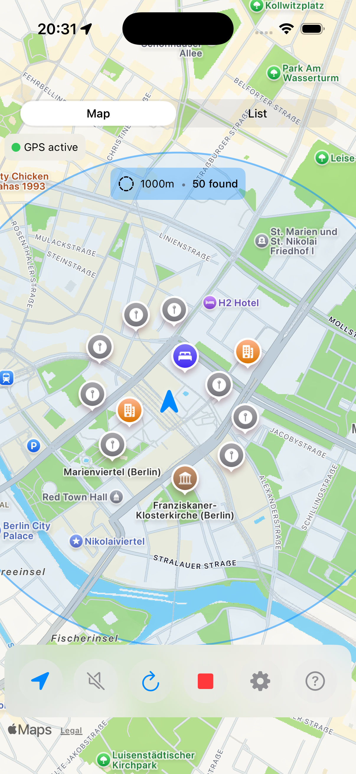 Screenshot list view